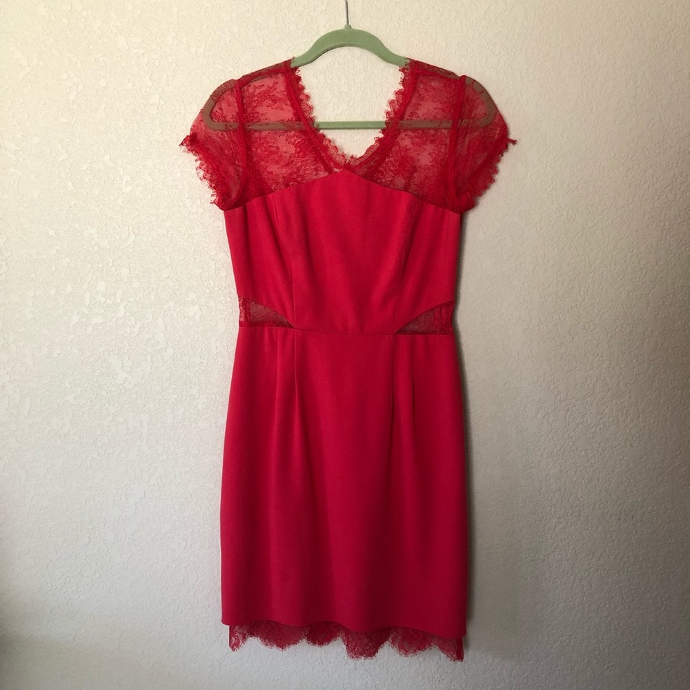 Sexy red 💄 BCBGMaxaria lace panel dress